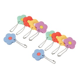 PATIKIL 10pcs Flower Keyring Coding Tag Identifier PVC Case Shell Protector for Office Home Apartment 5 Colors Assorted