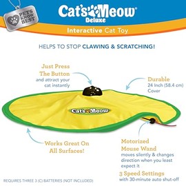 Cat'S Meow - Juguete motorizado para Gato, Apagado automático de 30 Minutos, 3 ajustes de Velocidad, el Juguete Que tu Gato no Puede Resistir