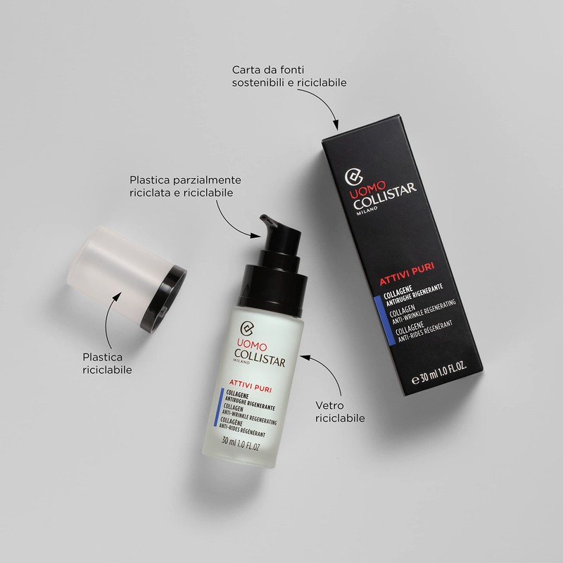 Collistar Attivi Puri Regenerating Anti-Wrinkle Collagen for Men, Replenishing, Elasticating,