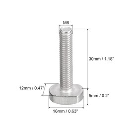 QUARKZMAN T-slot bolts, M6 x 30 mm, T-slot entry bolts, sliding bolts, 304 stainless steel, T shape screws for T track