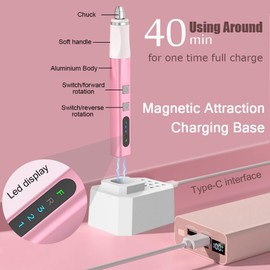 Cordless Electric Engraving Pen - Engraver Pen - Engraving Tools Machines with Charging Base, 30 Bits - USB Portable Rotary Engraving Pen for DIY Jewelry Stone Metal Plastic Resin Model Wood (Pink)