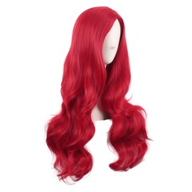 MapofBeauty 28 Inches / 70 cm Cosplay Long Wavy Curly Synthetic Fibre Side Bangs Anime Fashion Party Hair Wig (Light Red)