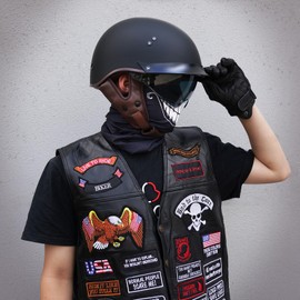 VCOROS Half Helmet Motorcycle DOT Approved Open Face Helmet with Sun Visor and Quick Release Buckle for Adults Men and Women (F02 Matte Black, L)