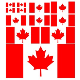 Canada Flag Sticker, Canada Day Decorations, Maple Leaf Canada Stickers and Decals, Waterproof Canadian Flag Stickers for Car Truck Bumper Laptop Window (A)