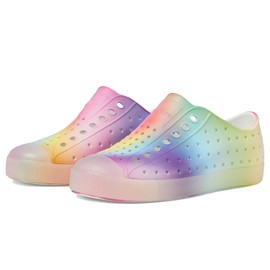 Native Shoes Kids Jefferson Print (Toddler) - Shoes for Kids - Flexible EVA Upper - Round Closed ToeShell White/Translucent/Rainbow Blur 9 Toddler M