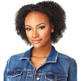 Sensationnel Human Hair Clip On Weave Curls Kinks & Co 4C Clique (14", NATURAL BLACK)