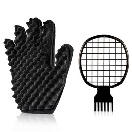 Curling Sponge Glove with Hair Twist Comb for Natural Curls - Men and Women