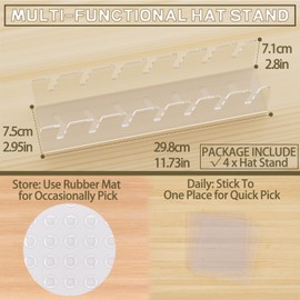 ACTBIO Hat Stand for Baseball Caps, 2 Pcs No Install Acrylic Hat Organizer for 14 Baseball Caps, Hat Holder Hat Storage Hat Display Baseball Cap Rack for Bedroom, Closet, Dresser, Office (Clear)