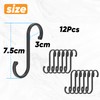 TEKONDA Pack of 12 S Hooks Kitchen Hooks Black Aluminium