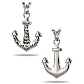 Shields of Strength Women's Gold Plated or Staineless Steel Anchor Necklace Inscribed with Hebrews 6:19 Bible Verse Christian Faith Jewelry