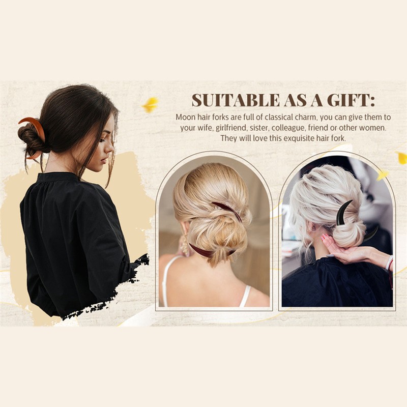 2pcs Moon Hair Fork Elegant Exquisite Moon Hairpin Hair Styling