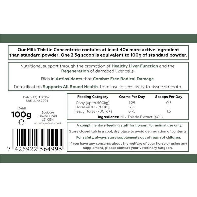 Equicure Milk Thistle 40x Concentrate - Liver Support and Detoxification