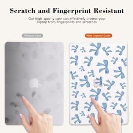 JOYLAND Plastic Hard Shell Case Compatible with MacBook Air 15 Inch Case 2024 2023 Release M3 A3114 A2941 M2,Blue Bow Pattern Protective Hard Shell for MacBook Air 15"