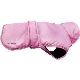 Hugglepets Arctic Armour Waterproof Thermal Dog Coat - Pink (X Small 30cm) Reflective Microfleece-Lined Coat for Small Dogs with Adjustable Hook & Loop Fastening & Zipper for Harness or Collar.
