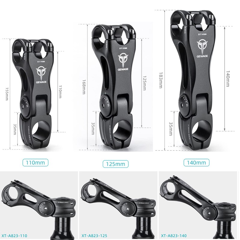 GEWAGE Bicycle Stem Adjustable, Bicycle Stem Riser for 31.8 (1-1/4