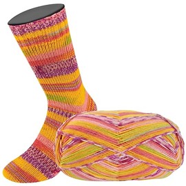 Lana Grossa Meilenweit 100 g Arte with Aloe Vera 6806 - Salmon/Yellow/Pink/Lime/Light Orange/Lilac/Fuchsia/Ecru