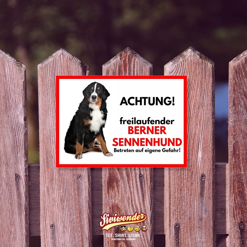 Bernese Mountain Dog Free-Ranging Dog Sign with Saying Door Sign