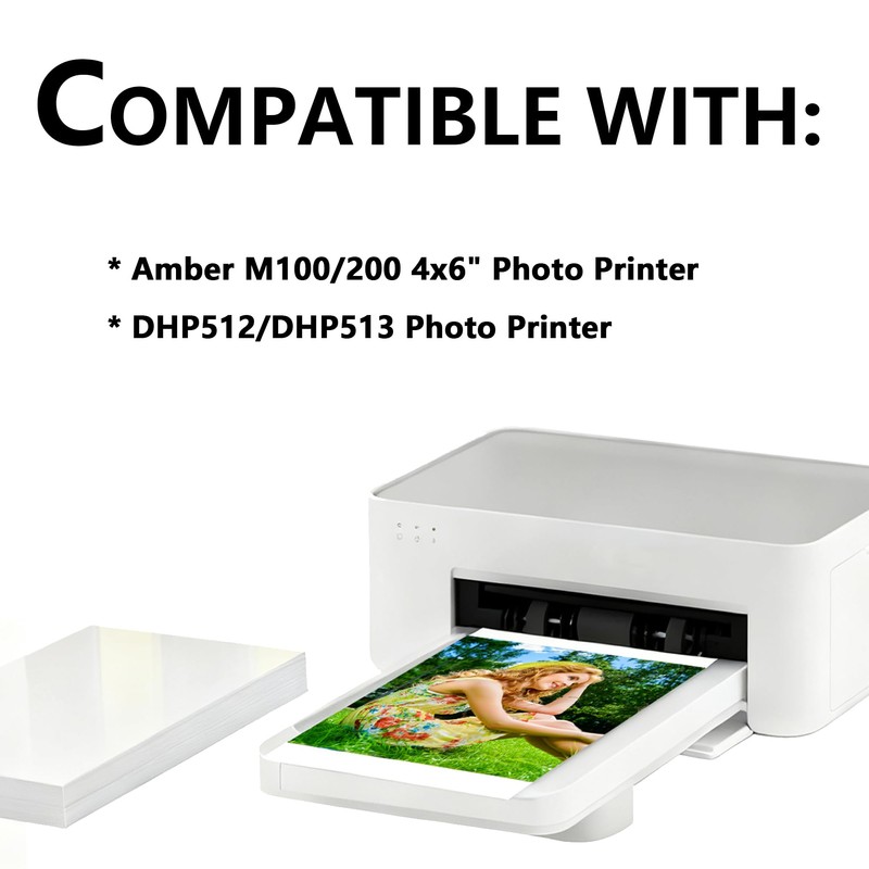 Compatible with Amber M100/M200 4x6 Photo Printer 80 Sheets Photo