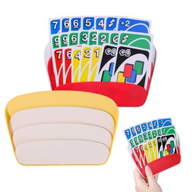 XAOMING 2Pcs Foldable Card Holder for Playing Cards, Large & Lightweight & Portable - 3 Layers Design for Family Gatherings & Elderly Players(1cp Yellow and 1pc Red)