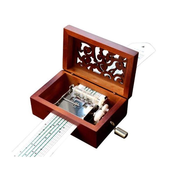 cuzit Antique Engraved Vintage Wooden Music Box 15 Note Movement