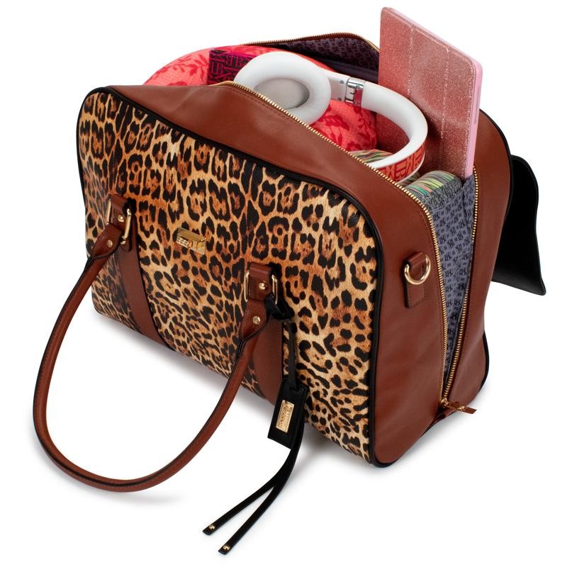 Badgley Mischka Women's Leopard Travel Tote Weekender Duffle Bag