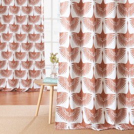 KGORGE Blackout Curtains 63 inches Long - Geometric Bird Pattern Farmhouse Curtains Thermal Insulating Window Treatment Panels for Kids Playroom, Bedroom, Living Room, W 52 x L 63, Mecca Red, 1 Pair