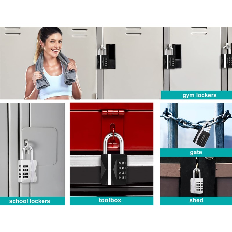 ZHEGE Locker Padlocks with Code, 4 Digit Combination Padlock for