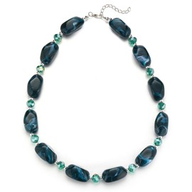 Errally Chunky Beaded Choker Necklaces for Women Large Beads Statement Necklace Collar Costume Jewelry Gifts for Her(Dark Green)