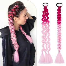 Benehair Bubble Ponytail Extension for Black Women Long Braided Ponytail Extension Protective Style Afro Puff Ponytail Extension Soft Synthetic Hairpieces