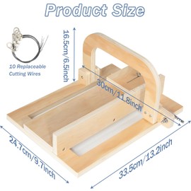 Adjustable Wire Soap Cutter, Wooden Soap Cutters for Soap Making with Replaced Stainless Steel Wires for Handmade