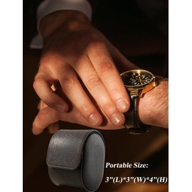 Mr.Okay Single Watch Travel Case -Classic Leather Watch Case With Perfect Texture.(Watch Carrying Case Or Organizer For Storage And Display).Mens Watch Case for Travel Handcrafted by Craftsmen.