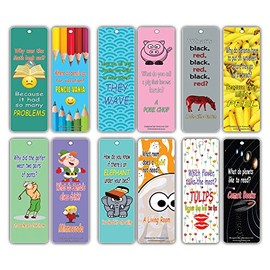 Fun Bookmarks for Kids (12 Pack)- Silly Jokes Series 1 Funny Hilarious Bookmarker Cards - Excellent Party Favors Teacher Classroom Reading Rewards and Incentive Gifts for Young Readers