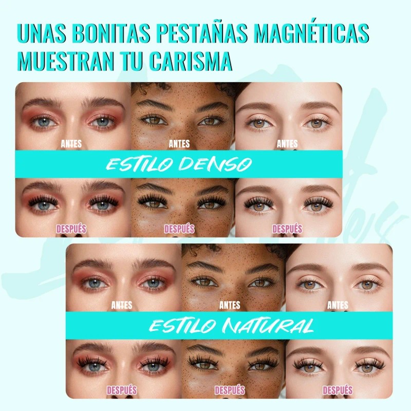 Kit De Pestañas Postizas Magnéticas Con Clip 2 Pares