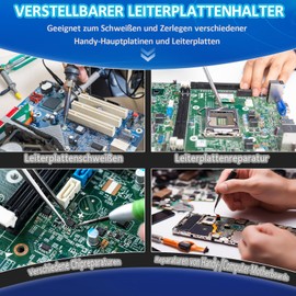 Adjustable PCB Holder for Soldering, Desoldering and Cleaning Printer Boards 360° Rotation Soldering Circuit Board Holder Tool with Soldering Iron Stand for PCB