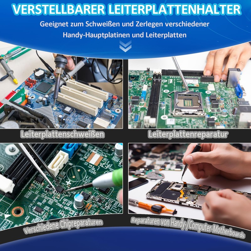 Adjustable PCB Holder for Soldering, Desoldering and Cleaning Printer Boards