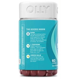 OLLY Goodbye Stress Gummy, 30 Day Supply (60 Gummies), Berry Verbena, GABA, L Theanine, Lemon Balm, Chewable Supplement