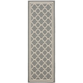 Safavieh Courtyard Collection CY6918 Trellis Indoor/ Outdoor Runner, 2'3" x 8' , Anthracite / Beige