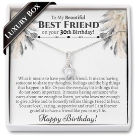 Love You This Much Meaningful Best Friend .925 Sterling Silver Birthday Necklace | Sentimental Gift For Bestie Birthday | Birthday Gift For BFF (30th Birthday, Silver)