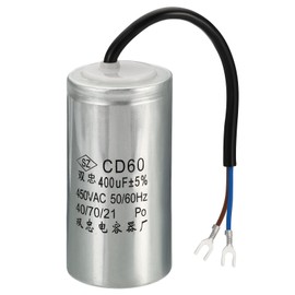 PATIKIL CD60 Run Capacitor, 400uF 450VAC 2 Wires 5% Tolerance 50/60Hz Motor Starting Capacitor for Air Compressor Motor Starts Running