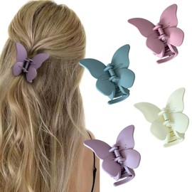 Ypkia 4 Stück Schmetterling Haarklammer Mittelgröß Matte Haarspangen Damen Haarklaue Rutschfeste Haarclips Für Frauen Mädchen Dickes Dünnes Haar (Lichtfarbe)