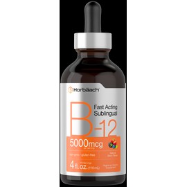 Horbäach Vitamin B12 5000mcg | 4 fl oz | Berry Flavor Vegetarian Liquid | by Horbaach