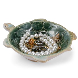 TOPPERFUN Vuoto Tasca Tartaruga Piatto A Forma 17x15x4cm Scatola di monili Tartaruga Ceramica, Ornamenti Animali Parrucchiere Scatola, Vassoio Gioielli Posacenere Porta Anelli