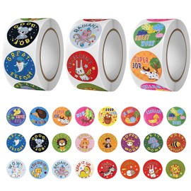 3 Rolls Cartoon Animal Stickers, Funny Stickers, Reward Stickers For Children, Round Stickers, Decorative Stickers, Packaging Sealing Stickers