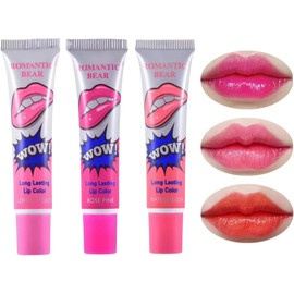 Trío de Labial Tinta Larga Duración 3 Piezas Aplicar, Secar y Retirar Lip Tint Indeleble No Transfiere Ni Mancha Tinta de Labios con Acabado Suave y Vibrante (Paq 1)