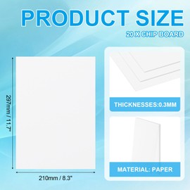 PATIKIL 12x8x0.01" Chipboard Sheets, 20Pcs 12PT Thick Book Board Binders Board Sturdy Bookbinding Supplies for Book Binding Cover, White