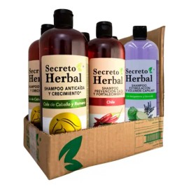 Caja 6pz Surtida Shampoo Secreto Herbal Romero Chile Bergamota