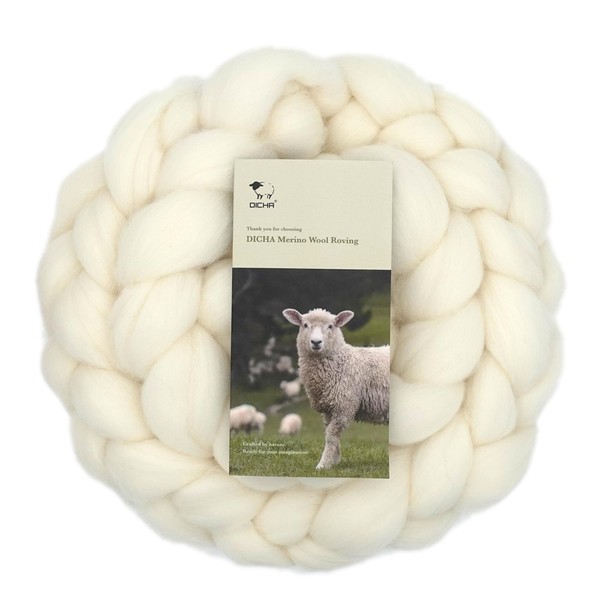 DICHA Merino Wool Roving – 5oz 100% Natural Wool Top