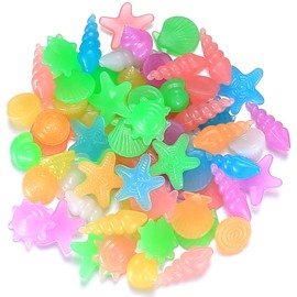 wokery 150 Pcs Glowing Pebbles, Glow in the Dark Stones Rocks Conch Shells Starfish, Colorful Luminous Cobblestones, Decorative Gravel Pebbles Stones Rocks for Aquarium Fish Tank Garden Decoration