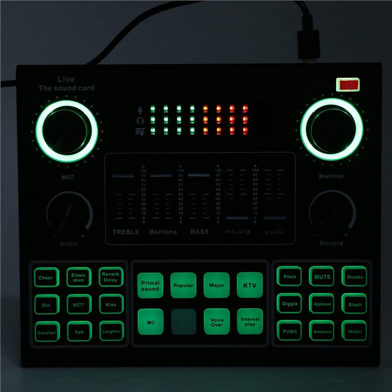 V9 Bluetooth Sound Card, Bluetooth Sound Mixer Board with 16Effects,