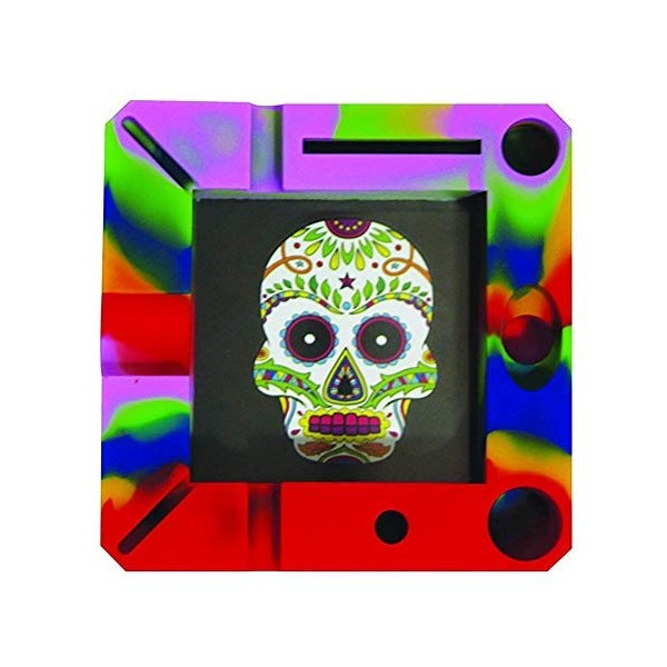 Fe.s.s. Prodcuts FESS 4.5" Premium Silicone Day of The Dead Skull Ashtray with Comparment for Various Tools